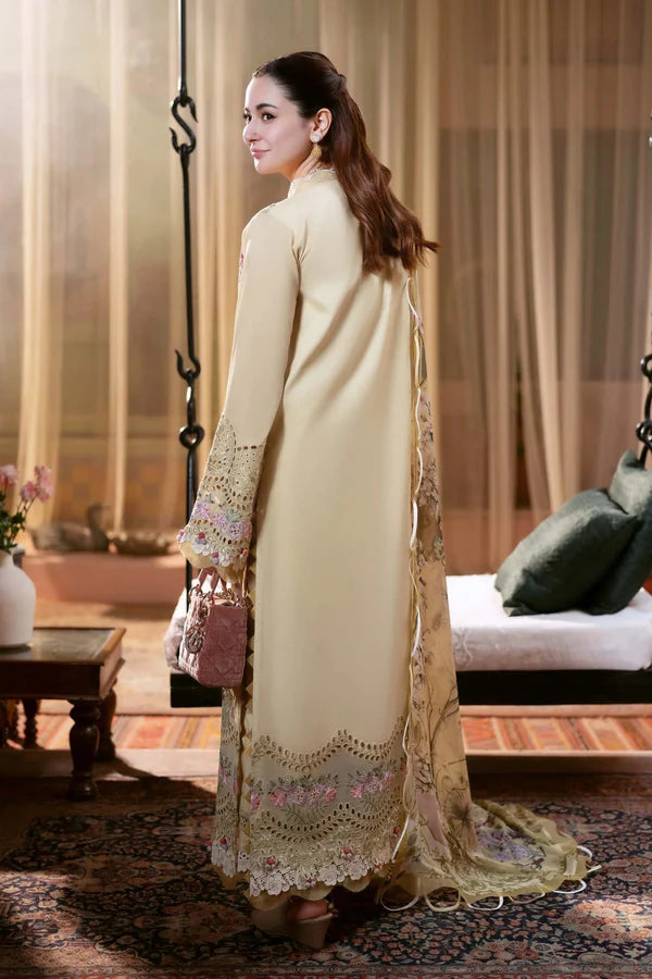 JADE DHANAK STITCH - UNSTITCH-3PC Embroidered Shirt with Digital Printed WOOL SHAL V523