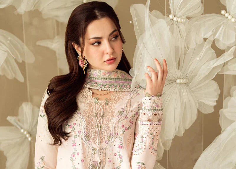 QALAMKAR - 3PC LAWN EMBROIDERED SHIRT WITH COTTON NET EMBROIDERED DUPATTA AND TROUSER V10013